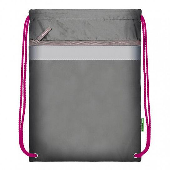 Мешок для обуви Creativiki 44х38 см, серый, 1 отделение, с большим карманом на молнии, для девочек