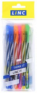 Набор шариковых ручек Linc CANDY синие, 1 цвет, 0,7 мм, 6 шт, круглый корпус, игольчатый наконечник