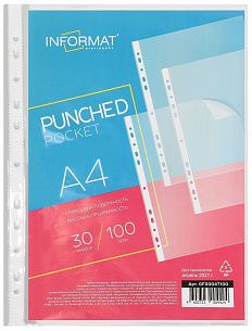 Файл INFORMAT А4 30 мкм прозрачный, гладкий, 1 шт