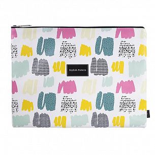 Папка 1 отделение А4 LOREX ABSTRACTION белая, молния сверху, искусственная кожа, для девочек