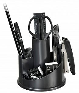 Настольный набор вращающийся  12 предметов, черный пластик