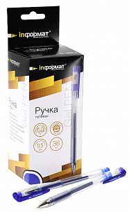 Ручка гелевая INFORMAT 0,5 мм синяя, круглый корпус