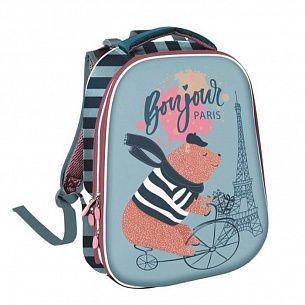 Рюкзак Schoolformat КАНИКУЛЫ В ПАРИЖЕ, модель ERGONOMIC +, жесткий каркас, двухсекционный, 38х30х20 см, 17 л, для девочек