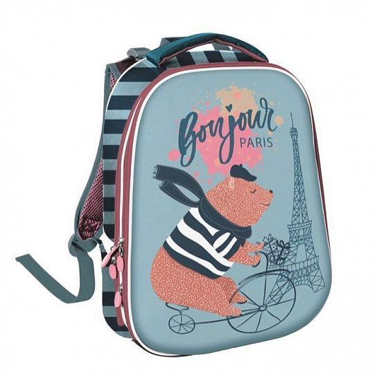 Рюкзак Schoolformat КАНИКУЛЫ В ПАРИЖЕ, модель ERGONOMIC +, жесткий каркас, двухсекционный, 38х30х20 см, 17 л, для девочек