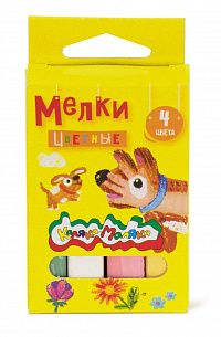 Мелки цветные Каляка-Маляка 4 шт, квадратные, в картонной упаковке с европодвесом