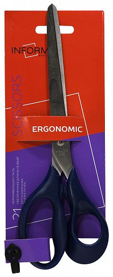 Ножницы INFORMAT 210 мм синие, эргономичные ручки пластиковые