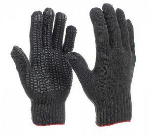 Перчатки трикот. зимние акрил пвх точеч. напыление 1-2-PRO 10 5 ниток антрацит 7,5 класс 12 пар/упак