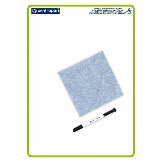Доска для рисования двусторонняя Centropen 34х48 см зеленая с маркером и салфеткой