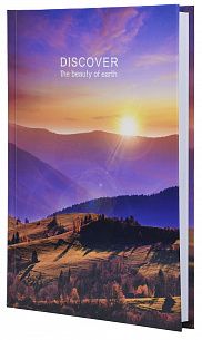 Ежедневник А5 недатированный LITE ЗАКАТ В ГОРАХ 128 л. с дизайном, твердая обложка 7БЦ, глянцевая ламинация