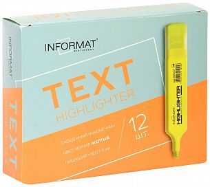 Маркер текстовый INFORMAT TEXT 1—5 мм, желтый, скошенный
