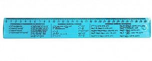 Линейка справочная Унипласт АЛГЕБРА 30 см пластик прозрачный, синяя