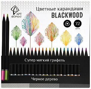 Набор цветных карандашей АРТформат Blackwood 72 цв. трехгранные, деревянные, супермягкий грифель, в картонной упаковке