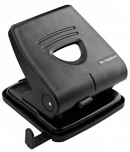 Дырокол INFORMAT Оптима до 30 листов 2 отверстия, пластиковый, черный с линейкой форматов