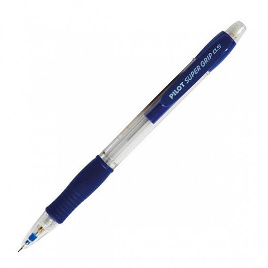Карандаш механический Pilot SUPER GRIP 0,5 мм НВ, грип, цвет корпуса прозрачный, с ластиком