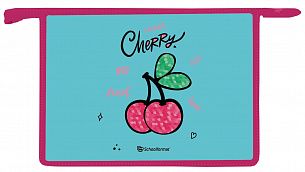 Папка для тетрадей 1 отделение А4 Schoolformat CHERRIES голубая, молния сверху, пластик, для девочек
