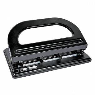 Дырокол KW-Trio до 30 листов 4 отверстия, металлический, черный с линейкой форматов