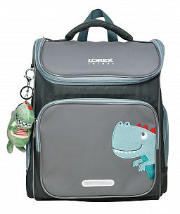 Рюкзак LOREX KIDS CLASSIC  DINO 16 л серый 36x28x16 жестк. каркас 1 отд. молния держатель для карточек брелок д/мальчиков