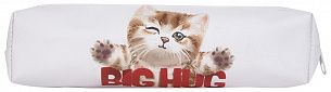 Пенал-тубус 1 отделение Creativiki КОТЕНОК 200х45х45 мм белый, полиэстер