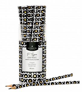 Карандаш чернографитный деревянный LOREX V-TYPE MONOCHROME FAUVISM НВ заточенный, трехгранный, принт на корпусе, тубус