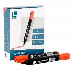 Маркер перманентный LITE 1-3 мм красный, круглый наконечник