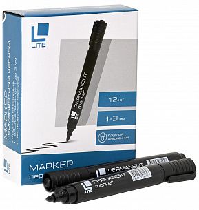 Маркер перманентный LITE 1-3 мм черный, круглый наконечник