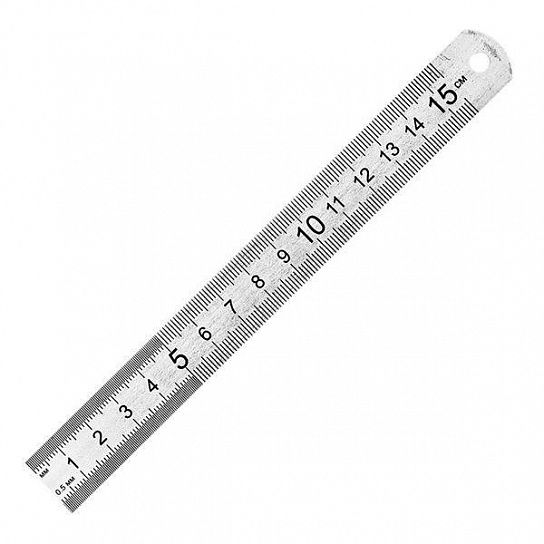 Линейка Пчелка  15 см металлическая, с европодвесом