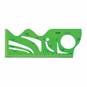 Линейка-трафарет Рантис ФУНКЦИЯ 17 см пластик тонированный, зеленая