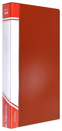 Папка с файлами INFORMAT А4 60 файлов, пластик 600 мкм, красная, карман для маркировки