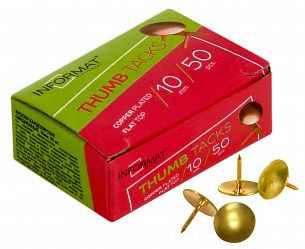 Кнопки усиленные INFORMAT 10 мм 50 шт омедненные золотые