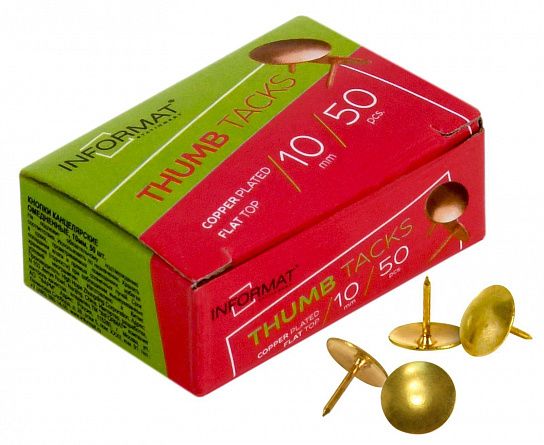 Кнопки усиленные INFORMAT 10 мм 50 шт омедненные золотые