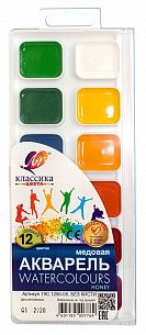 Акварель Луч КЛАССИКА 12 цветов, без кисти, пластиковая упаковка с европодвесом