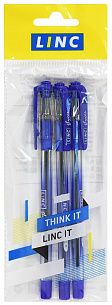 Набор шариковых ручек Linc GLYCER синие, 1 цвет, 0,7 мм, 3 шт, круглый корпус, грип, игольчатый наконечник