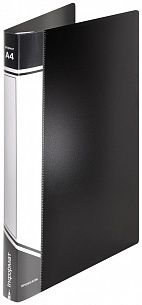 Папка с файлами INFORMAT А4 40 файлов, пластик 600 мкм, черная, карман для маркировки