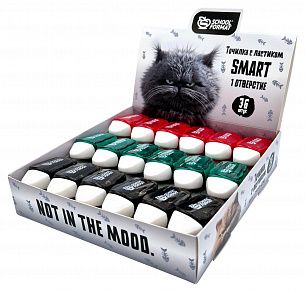 Точилка Schoolformat Smart с ластиком ассорти, корпус пластик, 1 отверстие, в дисплее