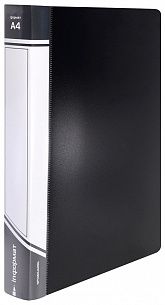 Папка с файлами INFORMAT А4 60 файлов, пластик 600 мкм, черная, карман для маркировки