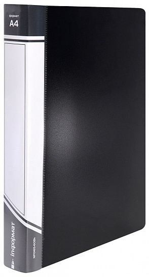 Папка с файлами INFORMAT А4 60 файлов, пластик 600 мкм, черная, карман для маркировки