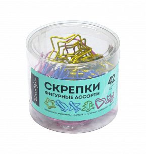 Скрепки GLOBUS 28-45 мм классические с полимерным покрытием, ассорти пласт.упак. 42 шт