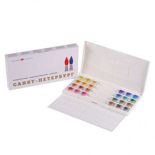Акварель художественная Невская палитра САНКТ-ПЕТЕРБУРГ 24 цвета, без кисти, пластиковая упаковка