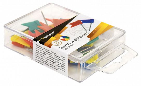 Кнопки силовые INFORMAT 30 шт флажки без покрытия ассорти