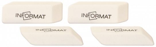 Ластик INFORMAT УНИВЕРСАЛЬНЫЙ каучук 45х15х10 мм скошенный, белый, мягкий