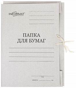 Папка с завязками INFORMAT А4, немелованный картон 280 г/м2, белый