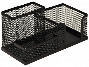 Подставка для канцелярских принадлежностей INFORMAT 3 отделения, 102х186х95 мм, черный металл