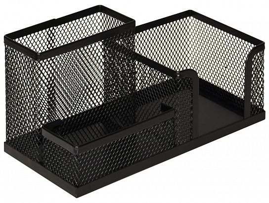 Подставка для канцелярских принадлежностей INFORMAT 3 отделения, 102х186х95 мм, черный металл