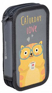 Пенал двухсекционный Schoolformat CLEVER CAT 190х105 мм, молния