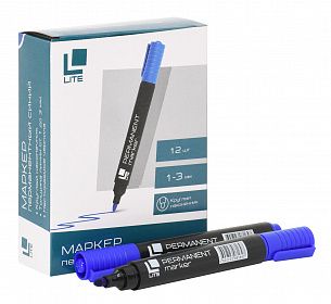 Маркер перманентный LITE 1-3 мм синий, круглый наконечник
