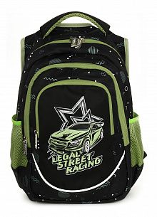 Рюкзак Schoolformat Street racing, модель SOFT 3, мягкий каркас, трехсекционный, 40х28х20 см, 22 л, для мальчиков