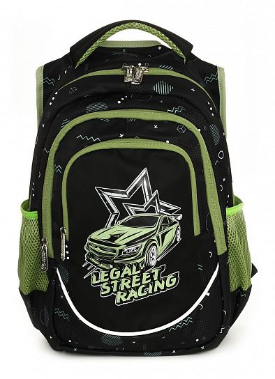 Рюкзак Schoolformat Street racing, модель SOFT 3, мягкий каркас, трехсекционный, 40х28х20 см, 22 л, для мальчиков