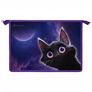 Папка для тетрадей 1 отделение А4 Schoolformat ИГРИВЫЙ КОСМОКОТИК фиолетовая, молния, пластик, полиэстер, для девочек
