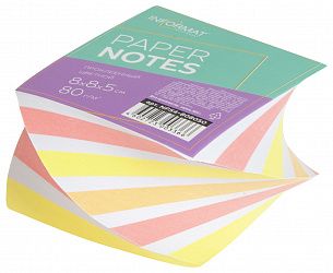 Блок для записей INFORMAT 8х8х5 см Спираль проклеенный ассорти пастель 4 цвета 80 г/м2