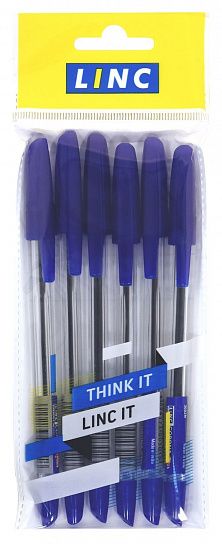 Набор шариковых ручек Linc Corona Plus синие, 1 цвет, 0,7 мм, 6 шт, шестигранный корпус